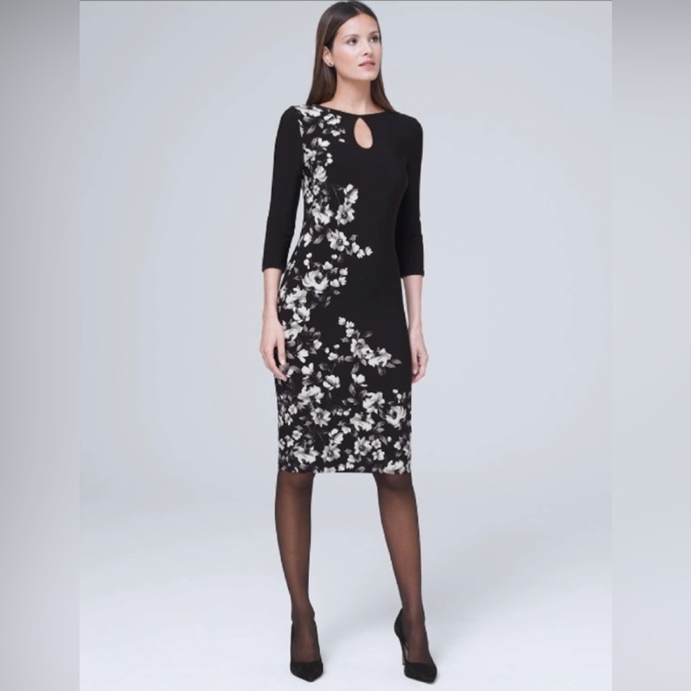 NWT WHBM Reversible Floral/Solid
Sheath Dress, Size XXS